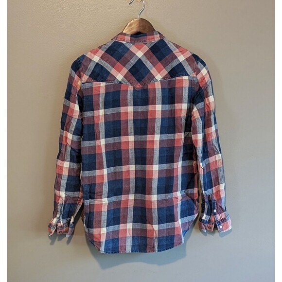 American Eagle Size Small Plaid Top Womens Boyfriend Fit Western Style Shirt S - Picture 4 of 4